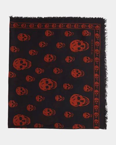 Alexander Mcqueen Men's Abstract Skull Scarf In Black