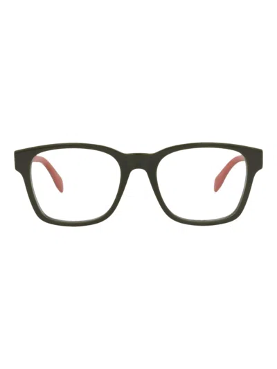 Alexander Mcqueen Men's Acetate Square/rectangle Eyeglasses In Black