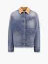 Alexander Mcqueen Denim Jacket With Suede Collar In Blue
