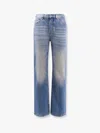 Alexander Mcqueen Blue High Waisted Jeans With Logo Detail On The Loop And Logo Patch On The Rear In In Blue