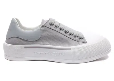 Pre-owned Alexander Mcqueen Men's  Deck Skate Plimsoll Laceup Sneakers In Lilac/grey In Multi