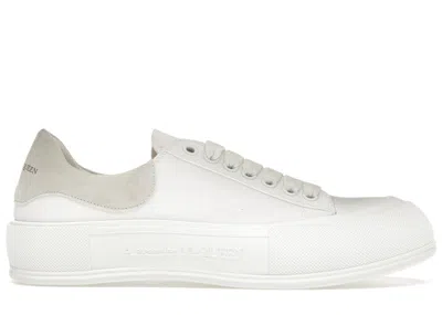 Pre-owned Alexander Mcqueen Men's  Deck Skate Plimsoll Laceup Sneakers In White