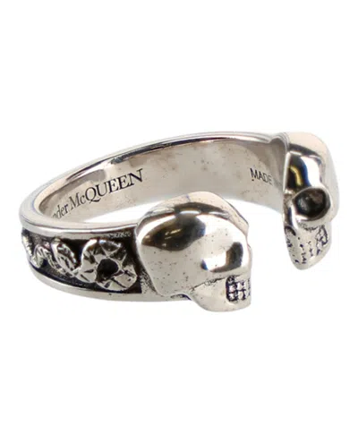 Pre-owned Alexander Mcqueen Men's  Decorative Skull Ring In Silver
