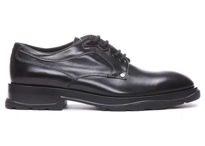 Pre-owned Alexander Mcqueen Men's  Derby Leather Loafers Sneakers In Black