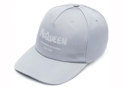 Pre-owned Alexander Mcqueen Men's  Grafitti Print Cap In Light Blue