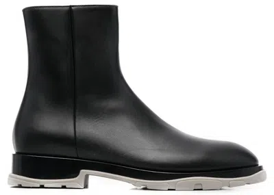 Pre-owned Alexander Mcqueen Men's  Half Leather Boot Sneakers In Black/grey In Multi