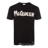 Alexander Mcqueen Black Cotton Logo Print T-shirt
