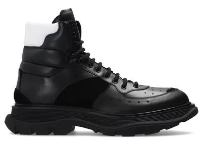 Pre-owned Alexander Mcqueen Men's  Laceup Ankle Boots Sneakers In Black/white