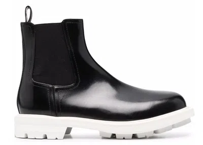 Pre-owned Alexander Mcqueen Men's  Leather Chelsea Boots Sneakers In Black/white