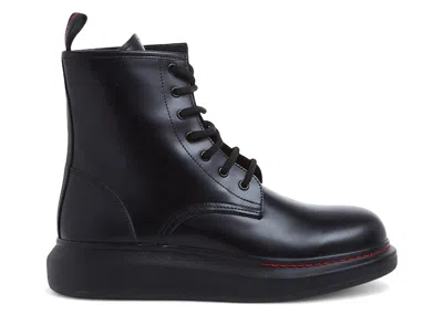 Pre-owned Alexander Mcqueen Men's  Leather Wedge Laceup Boot Sneakers In Black