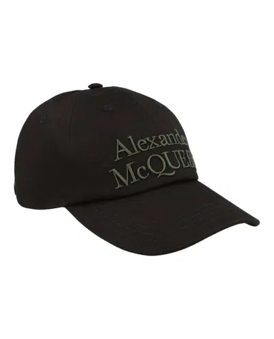 Pre-owned Alexander Mcqueen Men's  Logo Embroidered Baseball Cap In Black/khaki