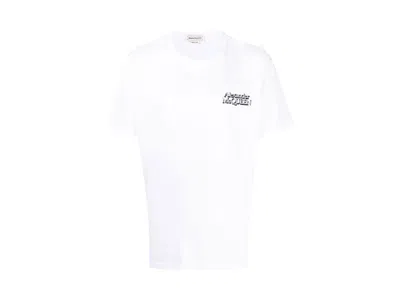 Pre-owned Alexander Mcqueen Men's  Logo Embroidered T-shirt In White