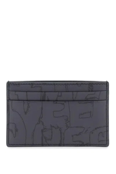 Alexander Mcqueen Men's  Logo Print Leather Cardholder In Black