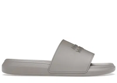 Pre-owned Alexander Mcqueen Men's  Logo Slides Stone Sneakers In Grey