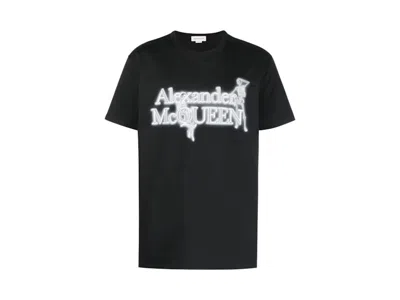 Pre-owned Alexander Mcqueen Men's  Neon Skeleton Logo T-shirt In Black