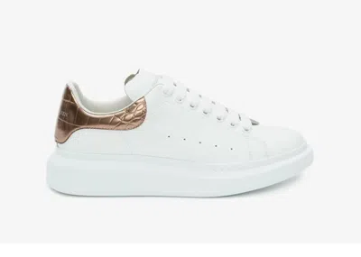 Pre-owned Alexander Mcqueen Men's  Oversized Croco Sneakers In White/rose Gold