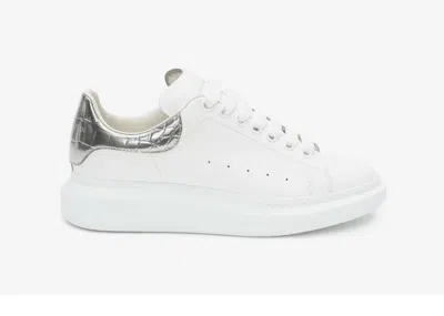 Pre-owned Alexander Mcqueen Men's  Oversized Croco Sneakers In White/silver