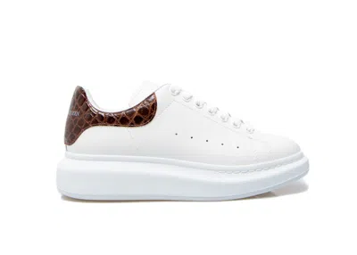 Pre-owned Alexander Mcqueen Men's  Oversized Crocodile Sneakers In White/brown In Multi