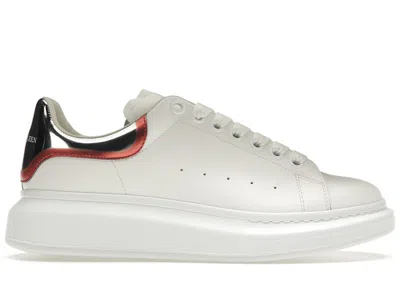 Pre-owned Alexander Mcqueen Men's  Oversized Metallic Sneakers In White/silver/red