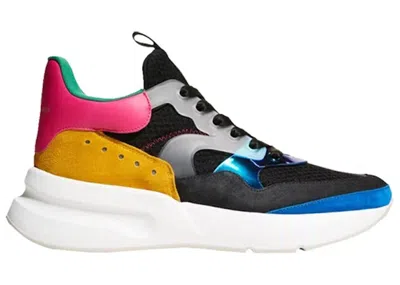 Pre-owned Alexander Mcqueen Men's  Oversized Runner Colorblock Iridescent Sneakers In Black/blue