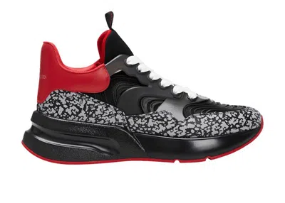 Pre-owned Alexander Mcqueen Men's  Oversized Runner Relective Sneakers In Black/red