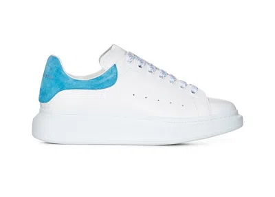 Pre-owned Alexander Mcqueen Men's  Oversized Suede Sneakers In White/lapis Blue