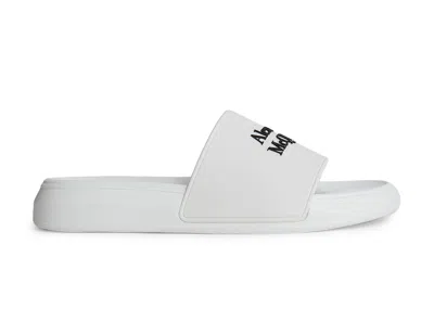 Pre-owned Alexander Mcqueen Men's  Pool Slide Black Sneakers In White