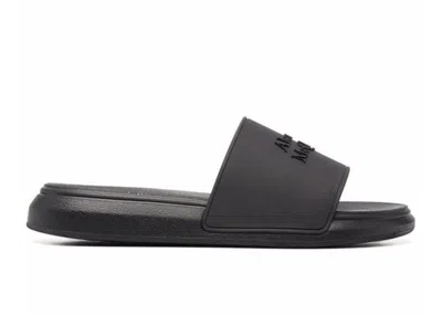 Pre-owned Alexander Mcqueen Men's  Pool Slide Fw21 Sneakers In Black