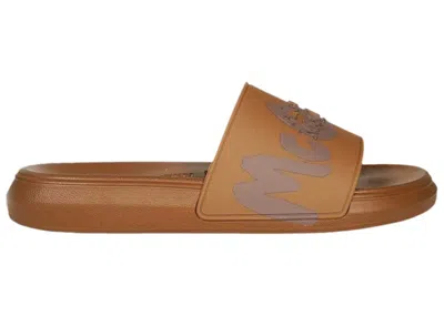 Pre-owned Alexander Mcqueen Men's  Pool Slide Graffiti Logo Sneakers In Brown