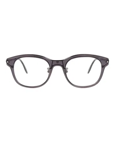 Pre-owned Alexander Mcqueen Men's  Roundframe Acetate Optical Frames In Grey Ruthenium Transparent (am0266o/300