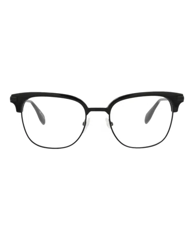 Pre-owned Alexander Mcqueen Men's  Roundframe Metal Optical Frames In Black Black Transparent (am0152o/30002600