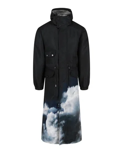 Pre-owned Alexander Mcqueen Men's  Sky Print Parka In Jacket Storm In Gray
