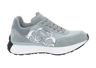 Pre-owned Alexander Mcqueen Men's  Sprint Runner Silver Sneakers In Grey/white In Multi