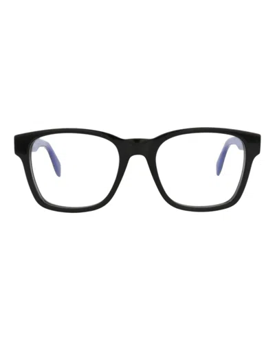 Pre-owned Alexander Mcqueen Men's  Squareframe Acetate Optical Frames In Black Black Transparent (am0356o/30012