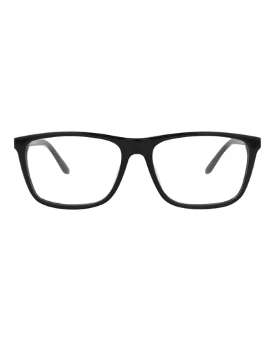 Pre-owned Alexander Mcqueen Men's  Squareframe Acetate Optical Frames In Black Silver Transparent (am0323o/3001