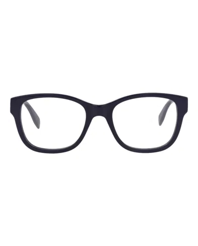 Pre-owned Alexander Mcqueen Men's  Squareframe Acetate Optical Frames In Blue Blue Transparent (am0350o/3001232