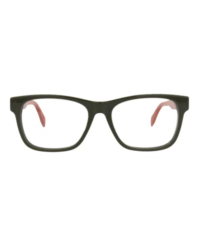 Pre-owned Alexander Mcqueen Men's  Squareframe Acetate Optical Frames In Green Green Transparent (am0307o/30010