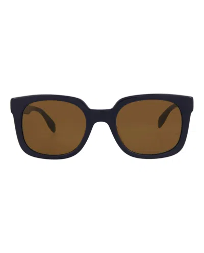 Pre-owned Alexander Mcqueen Men's  Squareframe Acetate Sunglasses In Blue Blue Brown (am0348s/30012327/004)