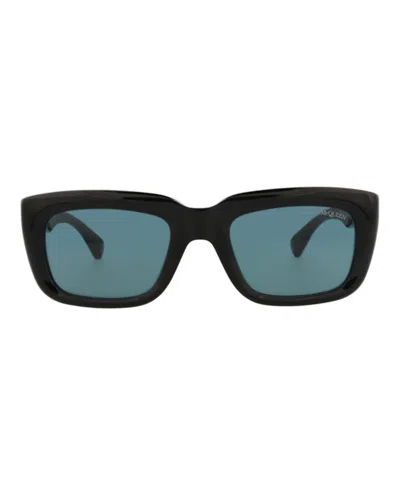 Pre-owned Alexander Mcqueen Men's  Squareframe Recycled Acetate Sunglasses In Black Black Green (am0431s/300146