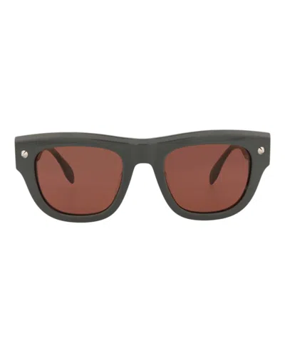 Pre-owned Alexander Mcqueen Men's  Squareframe Recycled Acetate Sunglasses In Grey Grey Brown (am0425s/30014620