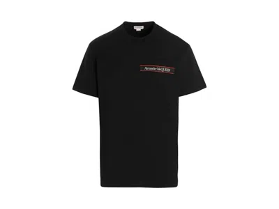 Pre-owned Alexander Mcqueen Men's  Tape Logo T-shirt In Black