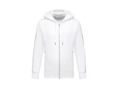 Pre-owned Alexander Mcqueen Men's  Tape Logo Zip Hoodie In White