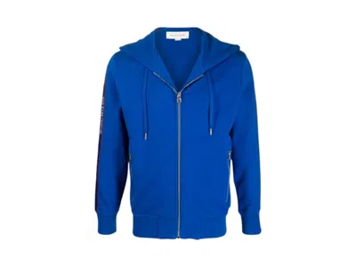 Pre-owned Alexander Mcqueen Men's  Taped Logo Zip Hoodie In Blue