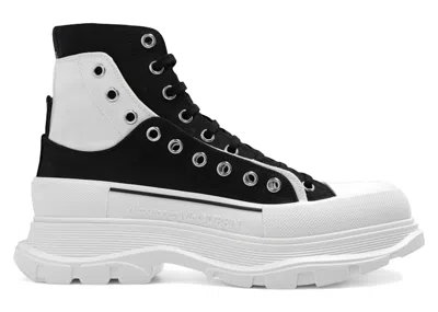 Pre-owned Alexander Mcqueen Men's  Tread Slick Ankle Boot Overlapping Panels Sneakers In Black/white In Multi