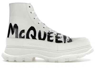 Pre-owned Alexander Mcqueen Men's  Tread Slick Boot Graffiti Sneakers In Optic White