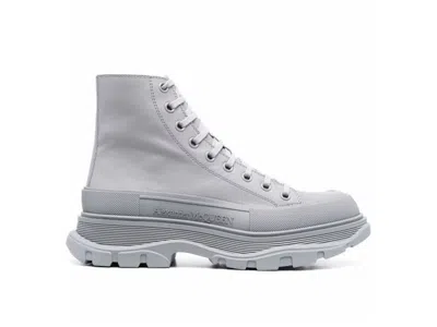 Pre-owned Alexander Mcqueen Men's  Tread Slick Boot Leather Sneakers In Gray