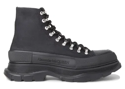 Pre-owned Alexander Mcqueen Men's  Tread Slick Boot Silver Sneakers In Black
