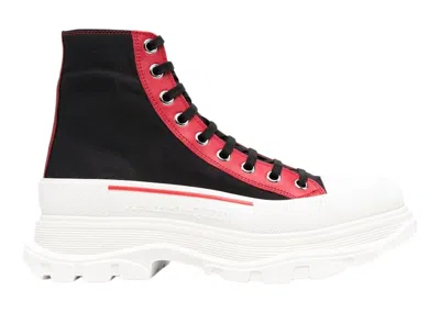 Pre-owned Alexander Mcqueen Men's  Tread Slick Boot Sneakers In Black/red/white In Multi