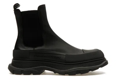 Pre-owned Alexander Mcqueen Men's  Tread Slick Chelsea Boot Leather Triple Sneakers In Black