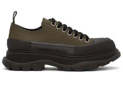 Pre-owned Alexander Mcqueen Men's  Tread Slick Low Lace Up Sneakers In Khaki/black In Multi